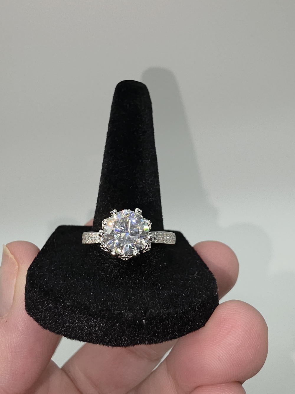 3ct Moissanite 18k White Gikd Over S925 Size 9 1/4